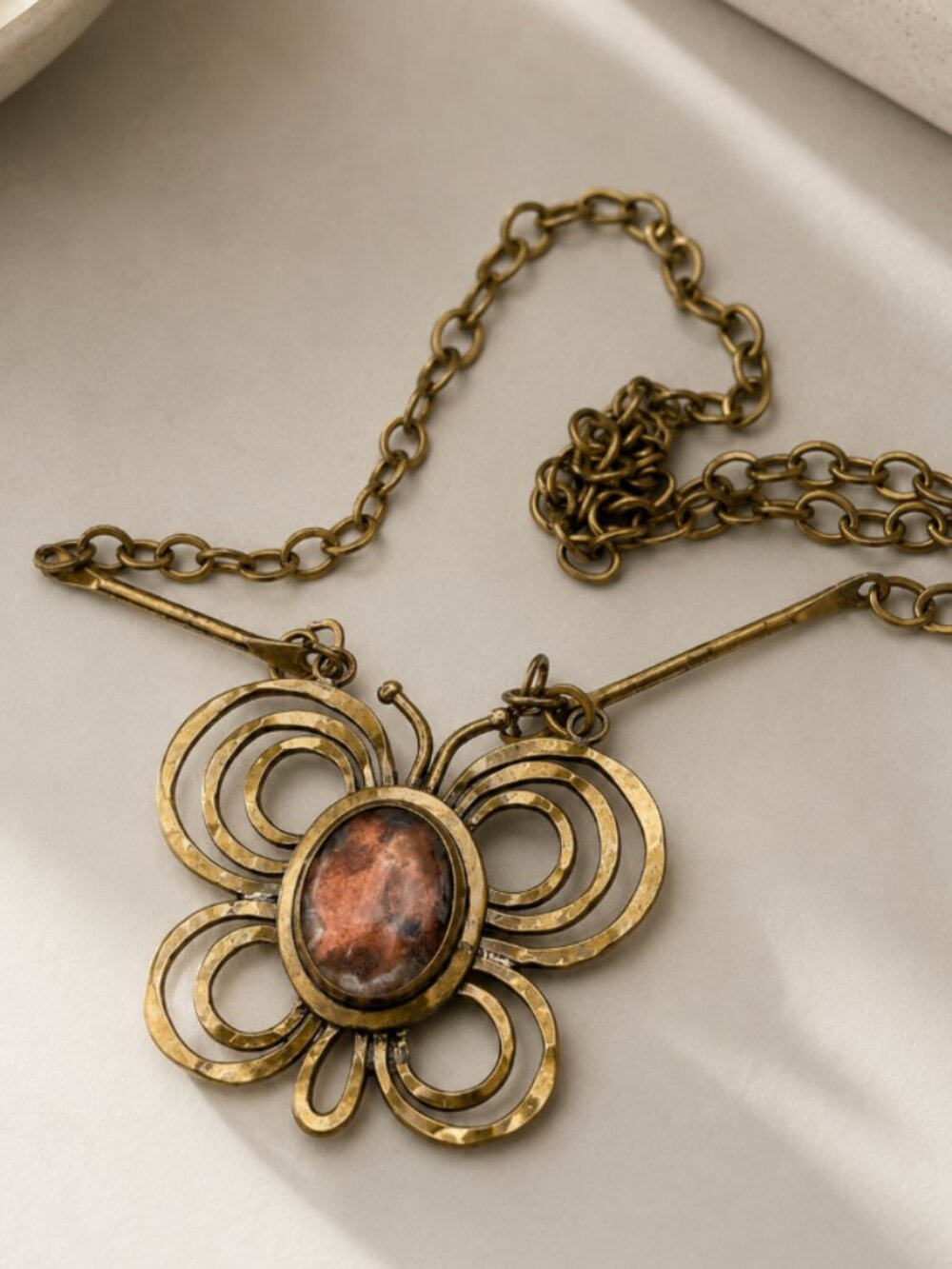 RARE Butterfly Statement Necklace Signed Rafael Canada | 70s Modernist Pendant